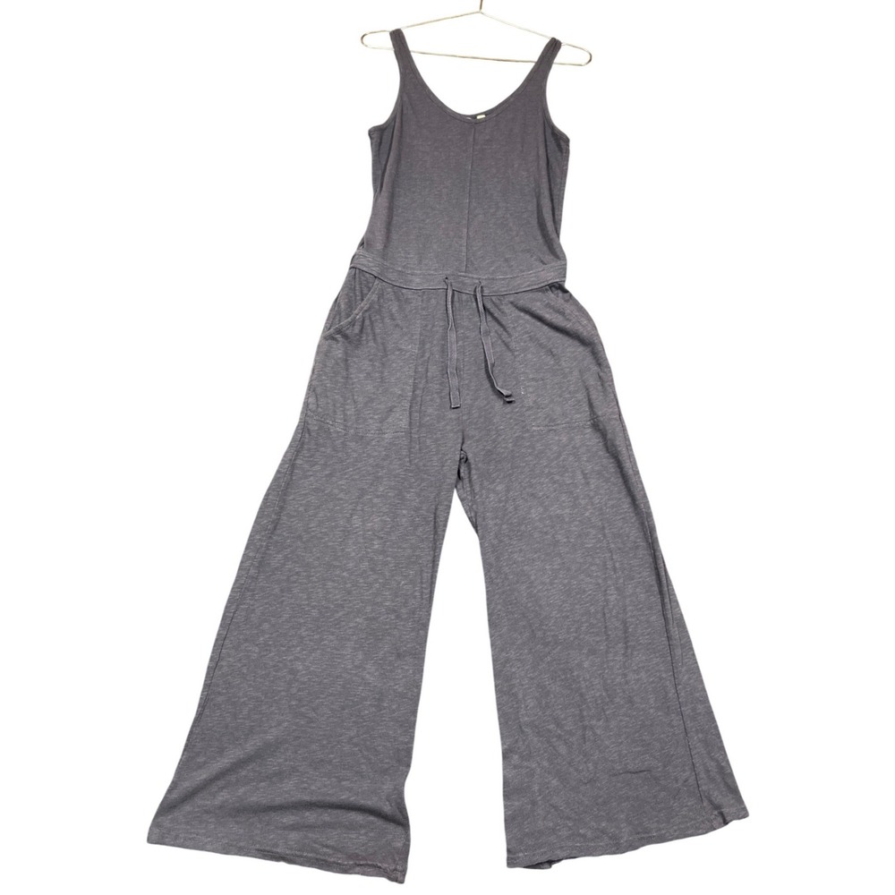 Susina Jumpsuit Womens SP Blue Wide Leg Sleeveless Drawstring Knit Lounge Casual